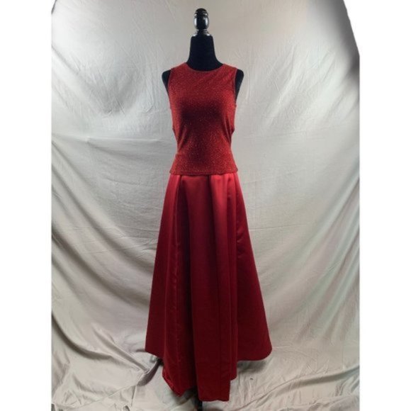 Laura Ashley Dresses & Skirts - Burgundy  Evening Satin Skirt And Open Tie Back Glitter Top